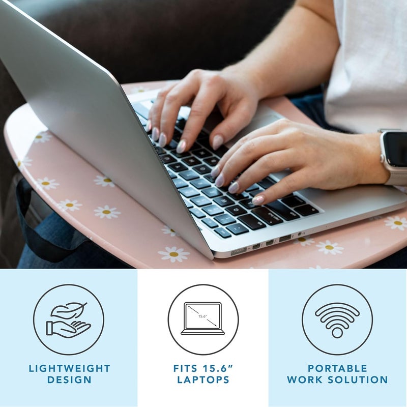 LapGear MyStyle Portable Lap Desk with Cushion - Pink Daisy - Fits up to 15.6 Inch Laptops - Style No. 45336 - Image 2